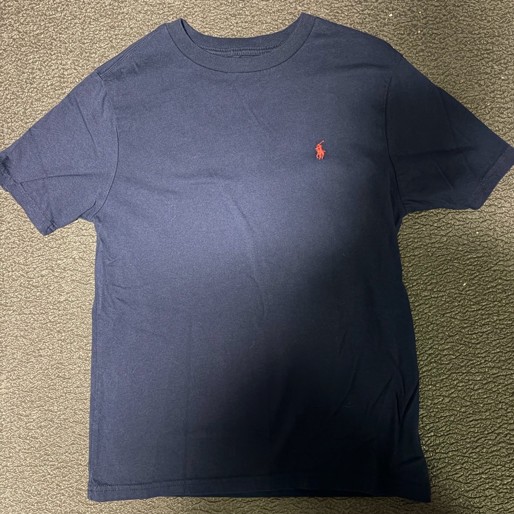 Boys Navy Blue T-Shirt with Red Logo